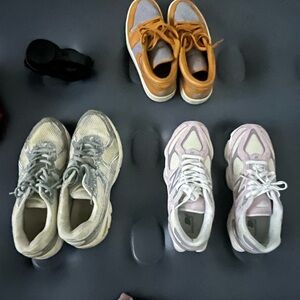 Stylish Kids Sneakers - Pink, Yellow, and Gray